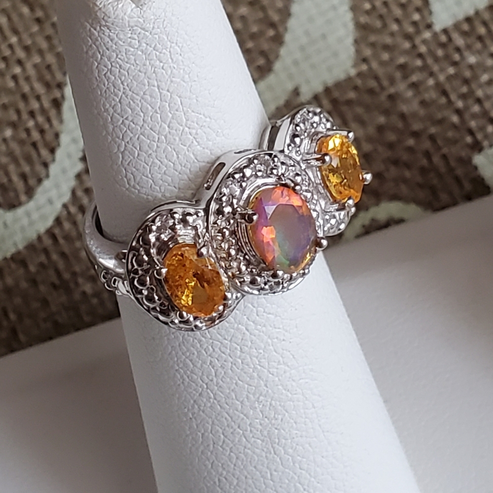 Ethiopian Fire Opal Citrine Ring - Picture 13 of 17